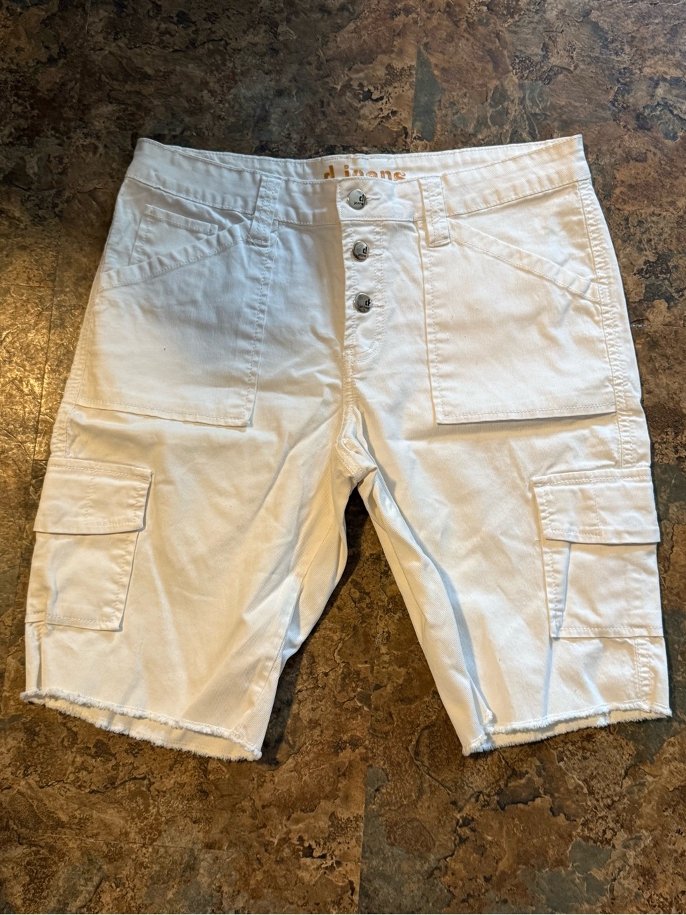 d. jeans White Cargo Shorts with Button Fly Women's 10